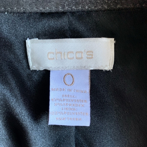 Women Jacket CHICOS Pewter Metallic Lined Blazer Button Front Long Sleeve Jacket - Picture 5 of 5